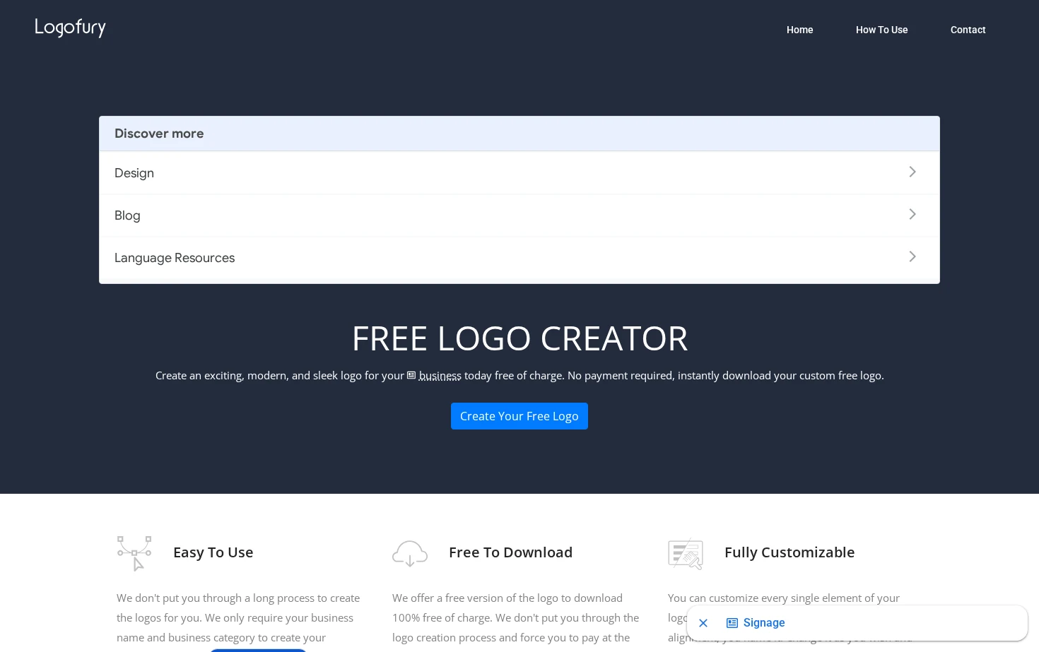Free Logo Creator 页面快照
